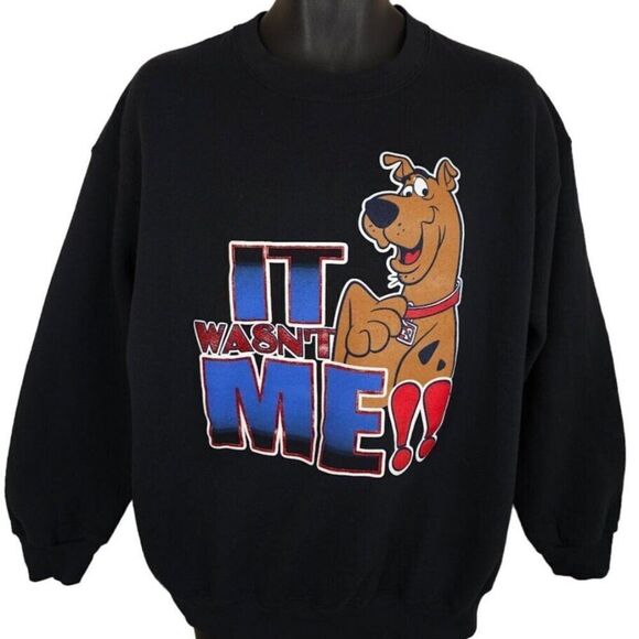 Vintage Scooby Doo Sweatshirt Mens Size XL Black Y2K It Wasnt Me Hanna Barbera - Picture 1 of 6